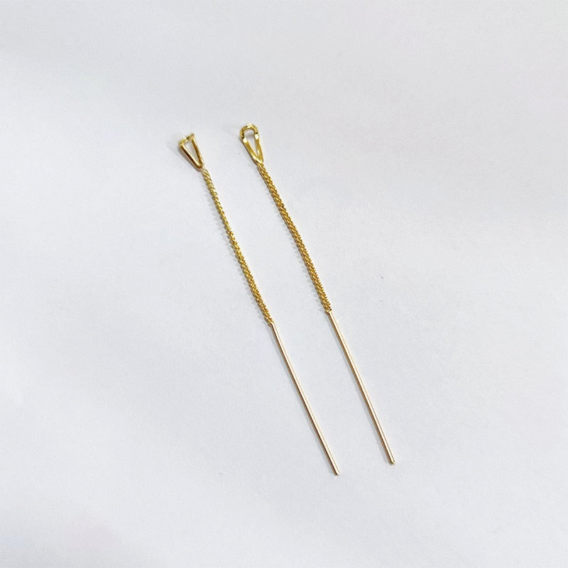 New Gold Color Long Crystal Tassel Dangle Earrings for Women Wedding Drop Earring Fashion Jewelry Gifts