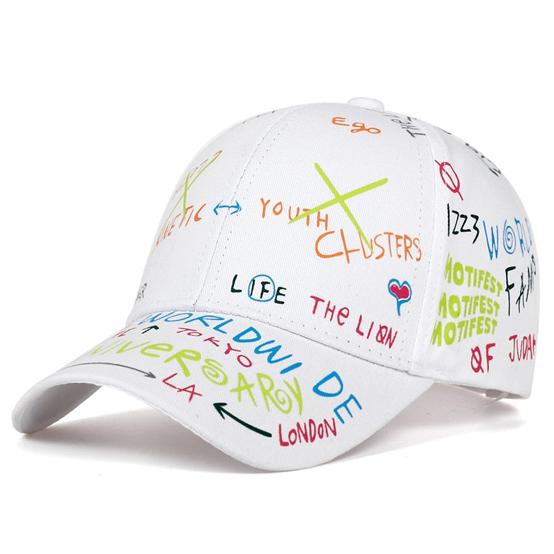 fashion Letter Baseball Cap Graffiti Sun Hip Hop Cap Visor Spring Hat Men Adjustable Snapback Cotton Cap For Women Men Hats