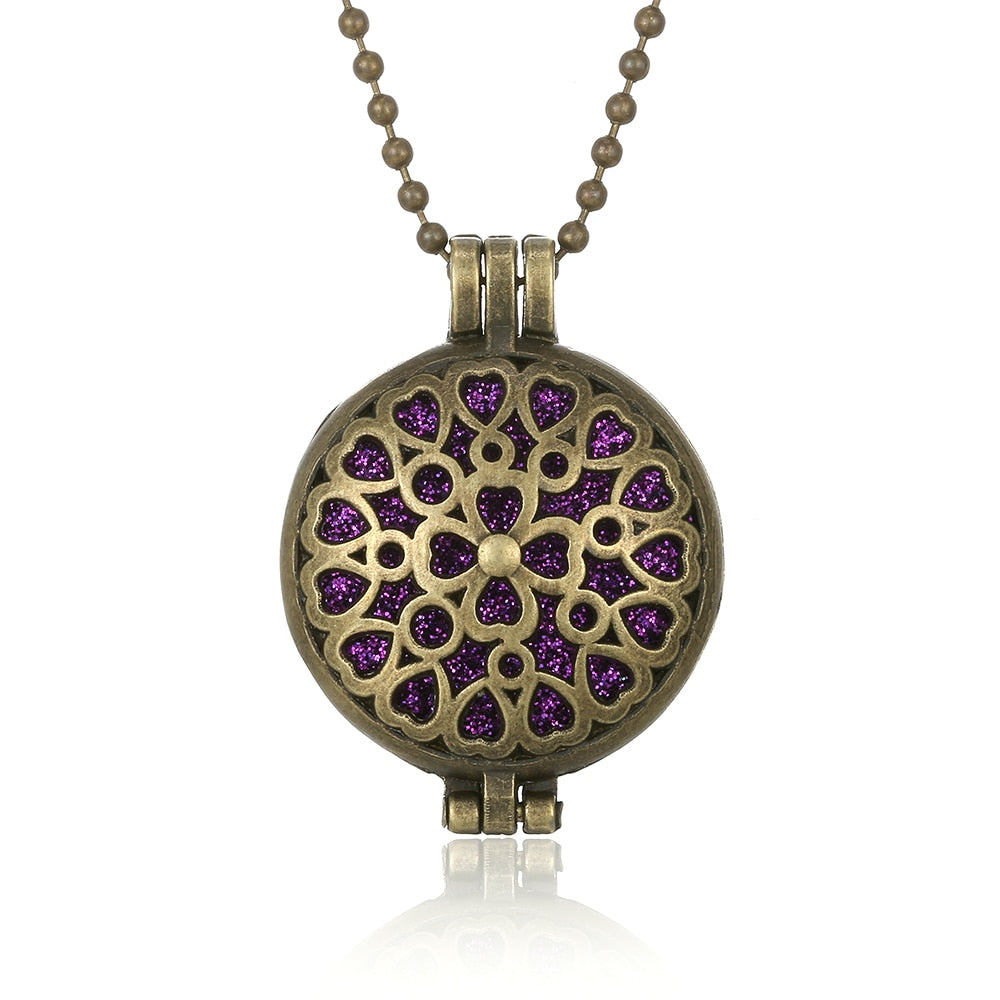 New Aromatherapy Diffuser Necklace Vintage Flower Butterfly Open Locket Aroma Pendant Perfume Essential Oil Diffuser Necklace