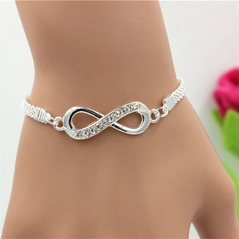 Rhinestone Infinity Bracelet Men Women Jewelry 8 Number Pendant Charm Blange Couple Bracelets For Lover Friend Women Gifts