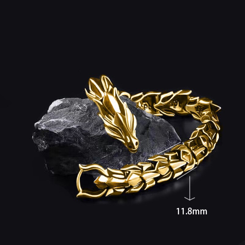 Fashion Hip Hop Dragon Head Charm Bracelet Retro Exaggerated Dragon Bracelet Jewelry Men's Accessories Gifts