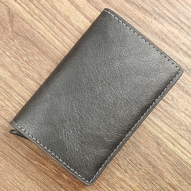 Customized Credit Card Holder Wallet Men Women RFID Aluminium Bank Cardholder Case Vintage Leather Wallet with Money Clips