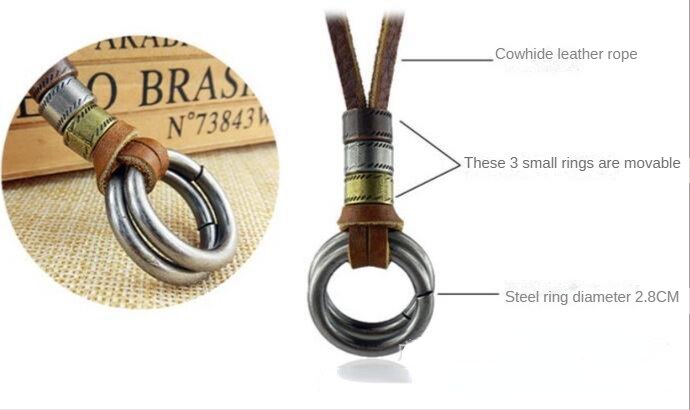 Fashion Simple Ring Pendant Leather Necklaces For Men and Women Holiday Gift Vintage Long Sweater Goth Jewelry Accessories