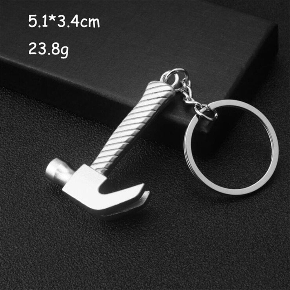 Mini Simulation Tool Keychain Utility Pocket Clasp Ruler Hammer Wrench Pliers Shovel Keyring For Men Women Bag Car Key Pendant