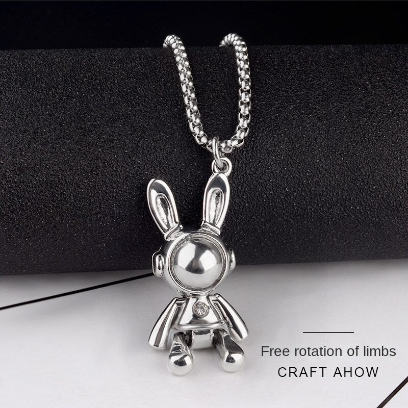 Fashion Simple Space Rabbit Necklace Men and Women Hip Hop Pendant Sweater Holiday Gift Punk Jewelry Accessories Wholesale