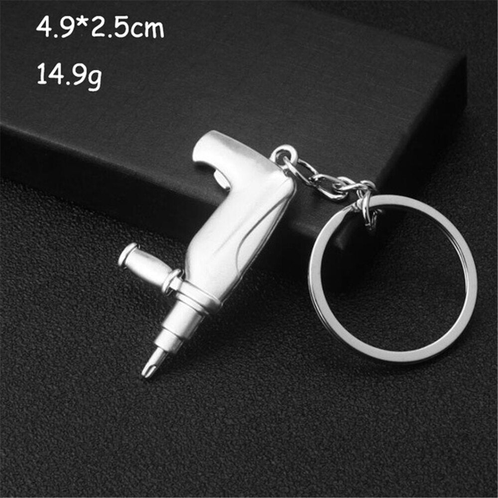 Mini Simulation Tool Keychain Utility Pocket Clasp Ruler Hammer Wrench Pliers Shovel Keyring For Men Women Bag Car Key Pendant