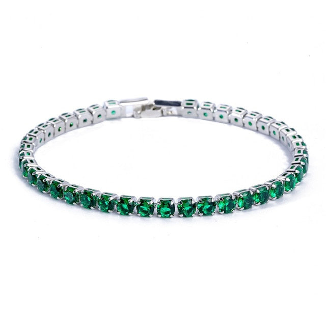 4mm Cubic Zirconia Green Tennis Bracelet Bracelets For Women Men Gold Silver Color Hand CZ  Homme Jewelry