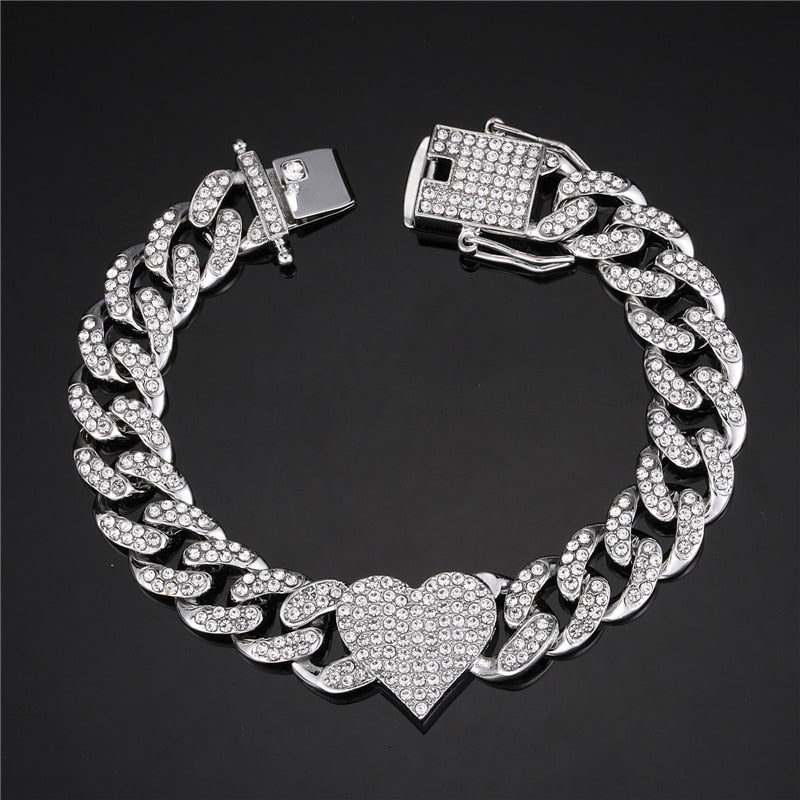 Hip Hop AAA Bling Miami Cuban  Iced Out Men's Bracelet Rhinestone Zircon Paved Bracelets With Butterfly for Men Jewelry