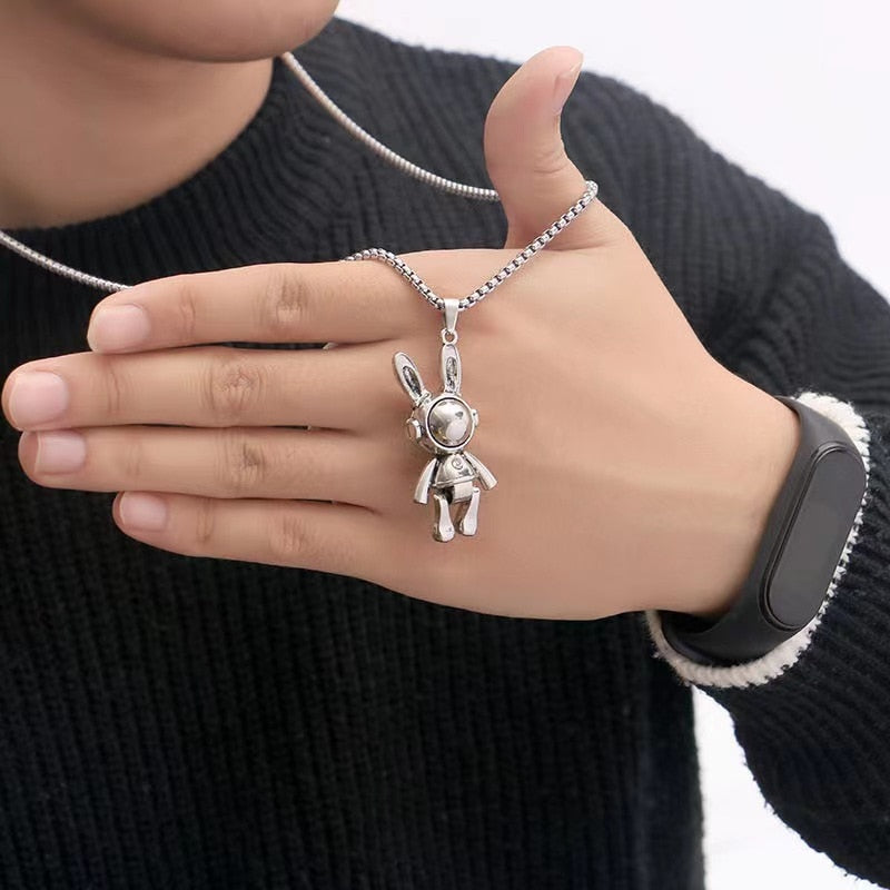 Fashion Simple Space Rabbit Necklace Men and Women Hip Hop Pendant Sweater Holiday Gift Punk Jewelry Accessories Wholesale