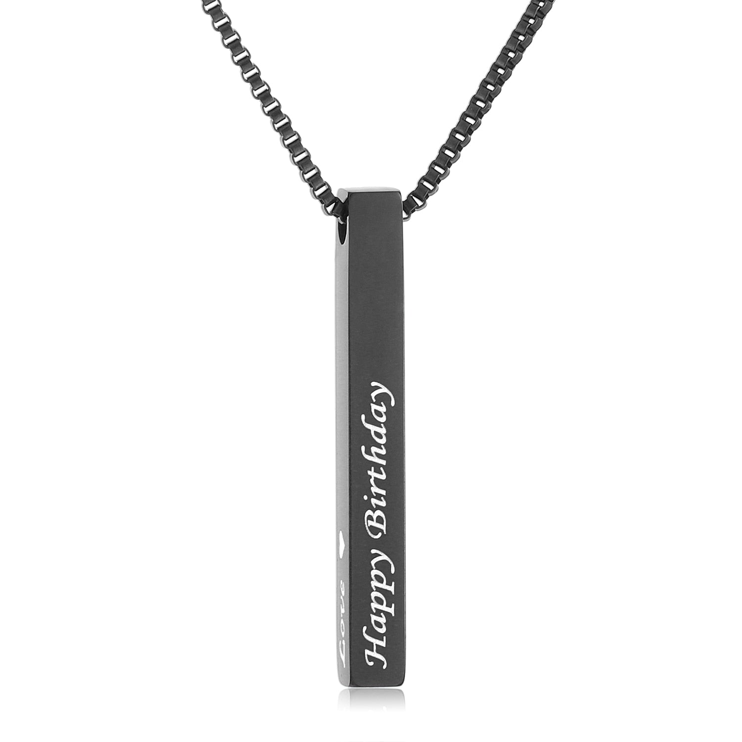 Customized Stainless Steel Name Necklace Women Love 3D Bar Necklaces Pendants Personalized Memory Gift