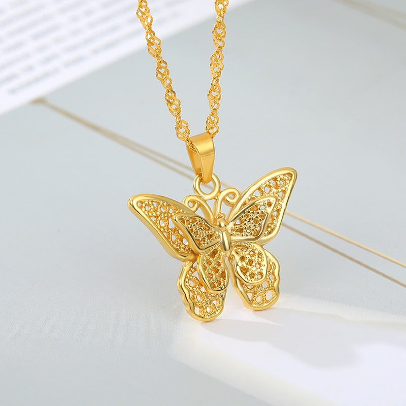 Vintage Butterfly Necklace For Women  Stainless Steel Blade Snake Aesthetic Charms Choker Women jewelry Gift To Mujer